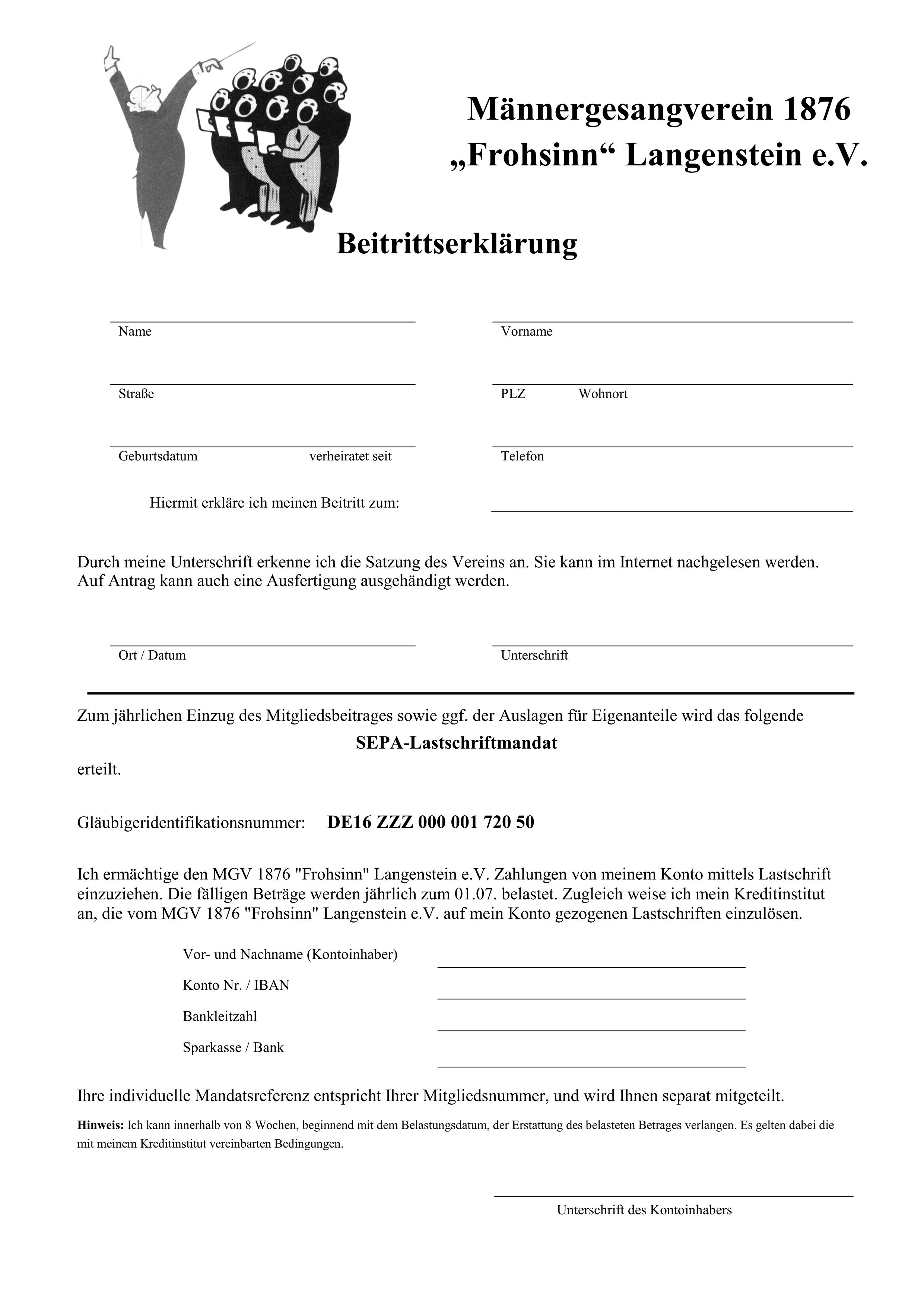 Beitrittserklärung MGV